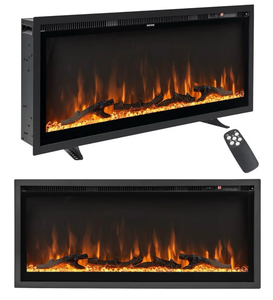 lot 3011 image: Tangkula 42 Inches Electric Fireplace in-Wall Recessed, Wall Mounted and Freestanding, 750W1500W Linear Fireplace Heater with Remote Control, Adjustable Flame Color & Brightness (42 Inches) - Retail $199