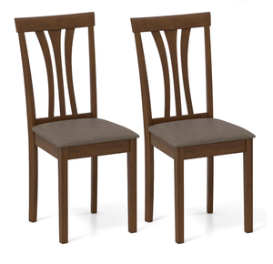 lot 3012 image: Wooden Dining Chairs Set of 2, Linen Fabric Upholstered Kitchen Armless Chair wRubber Wood Frame, Padded Seat, High Curved Back, Farmhouse Accent Side Chairs for Living Room - Retail $0