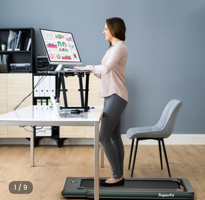 lot 3021 image: Costway 2.25 HP 2-in-1 Folding Walking Pad Treadmill with Dual Display and App Control - Retail $0