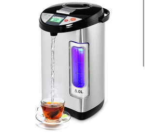 lot 3029 image: COSTWAY Instant Electric Hot Water Boiler and Warmer, 5-Liter LCD Water Pot with 5 Stage Temperature Settings, Safety Lock to Prevent Spillage, Stainless Steel Hot Water Dispenser - Retail $0