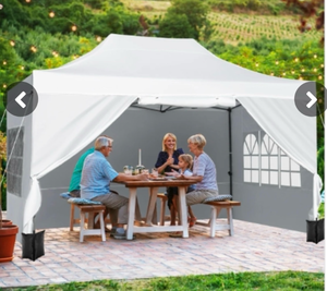 lot 3030 image: Costway NP12822WH 10 x 14 ft. Pop Up Canopy Tent Outdoor Patio Commercial Sunshade Shelter, White - Retail $259