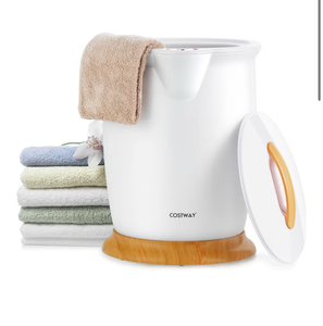 lot 3031 image: COSTWAY Bucket Style Towel Warmer,Fragrance Holder, Fits up to Two 40�� x 70�� Oversized Towels, Bathrobes, Blankets, Auto Shut Off, Luxury Towel Warmer for Bathroom, Spa (no lid) very clean - Retail $0