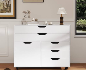 lot 3040 image: Costway BLACK COLOR Cabinet 5 Drawer - Retail $0