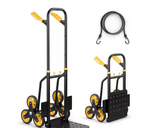 lot 3045 image: Total Tactic TH10072DK 350 lbs Capacity Stair Climber Hand Truck with Telescoping Handle, Black - Retail $0