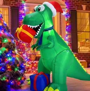 lot 3048 image: Costway 6Ft Christmas Inflatable Dinosaur - Retail $0