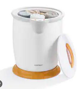 lot 3054 image: Costway - Bathroom Towel Warmer Bucket with Fragrance Holder & Auto Shut Off - White - Retail $0