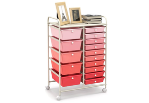 lot 3066 image: 15-Drawers Rolling Storage Cart, Mobile Book Paper Organizer Utility Trolley with Wheels, Ideal for School, Office, Home - Retail $0