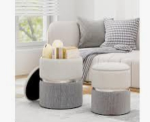 lot 3067 image: Giantex Ottoman Storage Set Large & Small - Retail $0