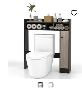 lot 3074 image: Costway Over the Toilet Bathroom Cabinet Floor Storage Organizer with Adjustable Shelves Black - Retail $0