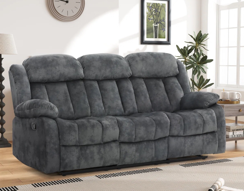 lot 3563022 image: Oxier 84Wide Microsuede Manual Reclining Sofa, 3-Seater Recliner Couch with Skin-Friendly Upholstery