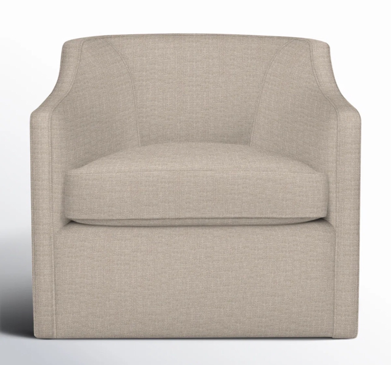 lot 3563027 image: Marietta Upholstered Swivel Armchair - White - Retail $1,299