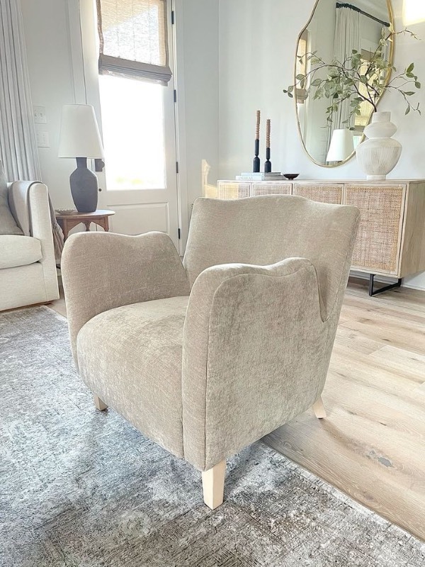 lot 3563029 image: Studio McGee Wing Chair in Beige w Pillow - Retail $420