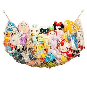 lot 24353 image: Amdermi Stuffed Animal Hammock Corner Wall Stuffed Animal Net or Hammock for Stuff Animal Storage Plush Toy Holder Boho Macrame Toy Display for Nursery Playroom Kids Room - Retail $23