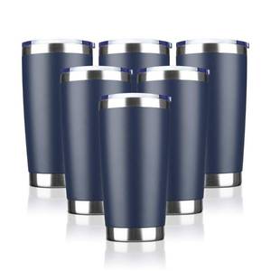 lot 24361 image: EcoMozz 20oz Tumbler Bulk Stainless Steel Vacuum Insulated Tumblers with Lid Double Wall Travel Mug, Durable Powder Coated Coffee Cup, Suitable for Ice Drinks and Hot Beverage Navy 5 Pack - Retail $127