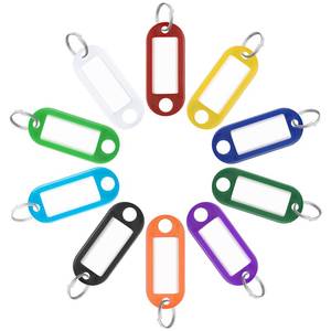 lot 29819 image: Uniclife 40 Pack Tough Plastic Key Tags with Split Ring Label Window, Assorted Colors - Retail $5