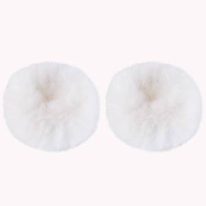 lot 29820 image: 2 PCS White Faux Rabbit Fur Fuzzy Scrunchies - Fluffy Elastic Hair Bobbles, Ponytail Holders, and Hair Accessories for Girls & Women - Retail $6