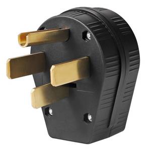 lot 39814 image: TENINYU 3-Pole, 4 Wire Dryer Cord Grounding Extension, NEMA 14-50P 50 Amp 125250 Volt Straight Blade Plug Replacement, Black - Retail $10