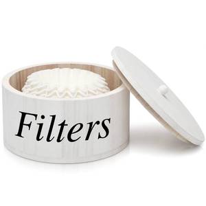 lot 39821 image: Chunful Coffee Filter Container Wooden Coffee Filter Storage Holder with Lid Farmhouse Bar Accessories Rustic Station Organizer for Storing Various Papers Tea Bags Beans, White - Retail $16