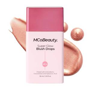 lot 39824 image: MCoBeauty - Super Glow Blush Drops - Highlighter Makeup - Shimmer Formula with Hyaluronic Acid, White Tea Extract, Cocoa Extract and More - Peachy Pink Shade Blush for Cheeks - Retail $10
