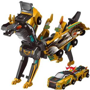 lot 39846 image: Aimery Collision Transforming Dinosaur Car Toy, 2 Magnetic Cars Convert into Dinosaur Toys,Dino Robot Toy, Boys Toys,Kids Toys, Party Birthday for Kids (Golden) - Retail $16