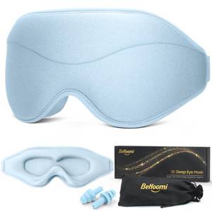 lot 39860 image: BeHoomi Sleep Mask, Premium Eye Mask for Sleeping, Total Blackout, Superior Soft Comfort, Upgraded 3D Ergonomic Designed Sleeping Mask for Home, Office, Travel, Meditation, Sky Blue - Retail $10