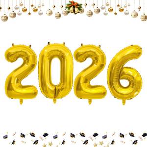 lot 39862 image: 40 Inch 2026 Balloons Gold Foil Number Balloons for 2026 New Year Festival Celebration or Birthday Party Supplies Decorations,New Years Balloon 2026, New Years Eve Graduation Balloons Decorations - Retail $6
