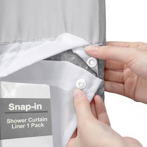 lot 39864 image: XOGUIBO Snap-in Fabric Replacement Liner 71 W x 55 L, for 72 W x 75 L No Hook Shower Curtain - Retail $10
