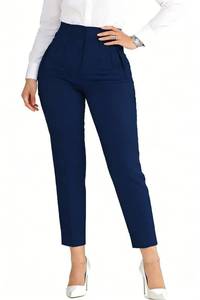 lot 39865 image: LOVESHOOT Womens High Waisted Pants 2026 Trendy Pleated Straight Leg Dress Pant Business Work Casual Trousers with Pockets Size Medium Navy Blue - Retail $36