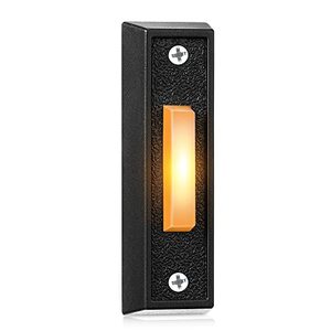 lot 39871 image: Saillong Lighted Doorbell Button, Wired Door Bell Push Buttons LED Door Chime, Wall Mounted Doorbell Switch Garage Doorbell Button (Black, Warm Light) - Retail $6