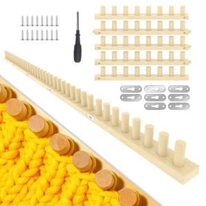 lot 48570 image: Binxalin 70 Wooden Chunky Blanket Loom, Adjustable Knitting Loom Kit for DIY Chunky Knit Throws,70 Inch Size Options for Beginners - Retail $89