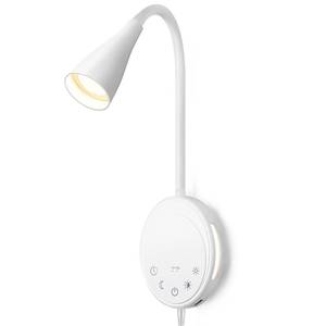lot 48577 image: SANKEDOU LED Wall Mounted Reading Light, Book Light for Reading in Bed with Touch Control, 5 Dimmable, USB Output, Night Light & Timers Function, Flexible Gooseneck Headboard Bed Lights (White) - Retail $37