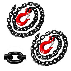 lot 48591 image: YATOINTO 2-Pack Grade 80 Trailer Safety Chain 36 Inch, Black Electrophoresis Finish with 14 Red Clevis Snap Hook  Heavy Duty Transport Chain 13,200 lbs Break Strength for Towing - Retail $23