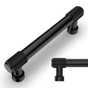 lot 48596 image: Amerdeco 10 Pack Matte Black Knurled Cabinet Pulls 3-34 Inch(96mm) Hole Center Kitchen Handles Drawer Pulls Cabinet Hardware ZH0034 - Retail $39