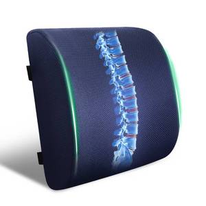lot 48609 image: FuturaLoom Back Support Pillow for Office Chair and Car Seat,Lumbar Support for Office,Charcoal Memory Foam Back Cushion-Breathable Mesh Cover,Double Adjustable Straps,Dark Blue - Retail $30
