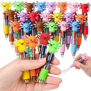 lot 48630 image: LiYiQ 25 Pcs Axolotl Party Favor Multicolor Pen in One Cartoon Cute Fun 4-in-1 Cute Pens Bulk Kawaii Axolotl Ballpoint Pens for Fun Gifts - Retail $16