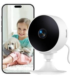 lot 48631 image: Elelink Security Camera Indoor 2K 3MP, Pet & Baby Monitor WiFi Camera with Motion & Sound Detection, Real-Time Alert, Two-Way Audio, Works with Alexa & Google Assistant, Supports 256G SD&Cloud, 2.4GHz - Retail $10
