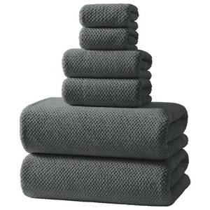 lot 48641 image: Soft 6 Piece Bath Towels Set, 2 Oversized Large Bath Towel Sheet, 2 Handtowels, 2 Washcloths - Luxury, Highly Absorbent, Quick Dry Bathtowel Collection Lightweight for Bathroom, Hotel & Spa, Dark Grey - Retail $30