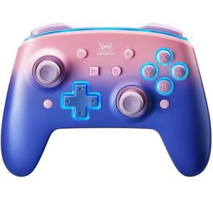 lot 48648 image: KENNEAS Wireless Controller Compatible with SwitchOLEDLite, 2 Faceplate8 Colors LED850 mAh Battery6-Axis GyroscopeTurboProgrammable ButtonImmersive Vibration Motor Pro Controller for Switch(Purple Pink) - Retail $18