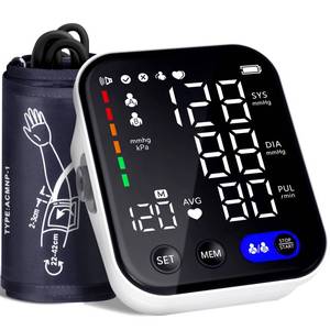 lot 48653 image: Blood Pressure Monitor, Upper Arm Blood Pressure Monitors for Home Use, Adjustable 8.7-16.5 Blood Pressure Cuff, 2-User 2X120 Memory, One Touch Operation, Accurate BP Machine - Retail $18