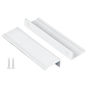 lot 48659 image: Peaha 10 Pack Kitchen Cabinet Handles 5 inch White Pulls for Dresser Drawers Door Edge Finger Pull Hardware - Retail $36