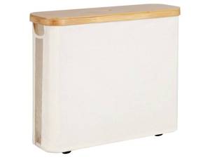 lot 48664 image: StorageWorks Toilet Paper Storage with Bamboo Lid, Toilet Paper Holder Basket for Up to 9 Mega or 12 Regular Size Rolls, Medium Paper Storage Baskets for Bathroom, Beige, 1 Pack - Retail $26
