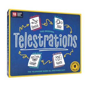 lot 48670 image: Telestrations 12 Player 2nd Edition Board Game, Award Winning Hilarious and Unpredictable Must Have Party Game with a New Look, Sketch What Your Read Then Guess What You Saw, 4-12 Players, Ages 10 - Retail $45