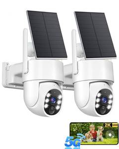 lot 48671 image: Gianteye 5G&2.4GHz Security Cameras Wireless Outdoor, 2K Cameras for Home Security, Solar & Battery Powered Security Camera Outdoor, Color Night Vision, PZT Human Detection, 2 Packs - Retail $66