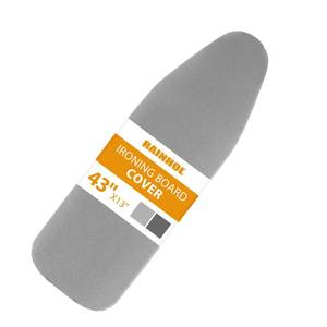lot 48676 image: Small Ironing Board Cover 13x43, RAINHOL Iron Board Replacement Cover and Pad, Thick Felt Padding, Scorch Resistant 100% Cotton, Heat Reflective, Elastic Edge, Grey - Retail $17