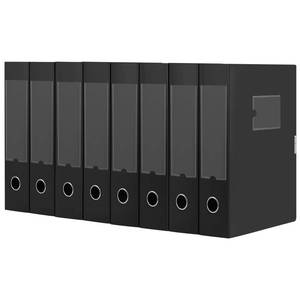 lot 48685 image: HUA JIE A4 Storage File Boxes Plastic Archives Cases with Lid, File Folder Organizer Document Filing Box for office,31x7.5x23.5 cm, Black(Pack of 8) - Retail $30