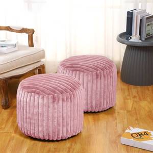 lot 48690 image: Teenyyou 2 Pcs 20 x 15 Inch Unstuffed Pouf Cover Ottoman Foot Rest - No Filler, Faux Rabbit Fur Foot Stool Floor Bean Bag Floor Chair Storage for Living Room Bedroom Home Decor(Pink) - Retail $23