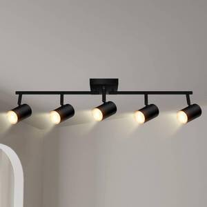 lot 55144 image: AUQUEE 5 Light Track Lighting Fixtures Ceiling, Matte Black Kichen Track Lighting, Rotatable Light Heads, Adjustable Modern LED Track Lights for KitchenLiving RoomHallwayBar,GU10 Bulb Not Included - Retail $45