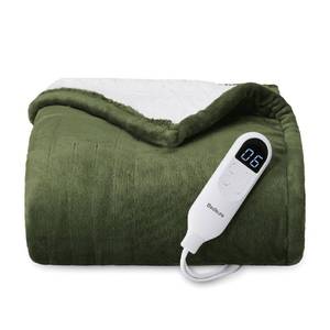 lot 55148 image: Bedsure Heated Blanket Throw Blanket - Fast Heating Electric Blanket, Soft Flannel Heated Throw with 4 Time Settings, 6 Heating Settings, Warm Gifts for Grandma (50x60 inches, Olive Green) - Retail $54