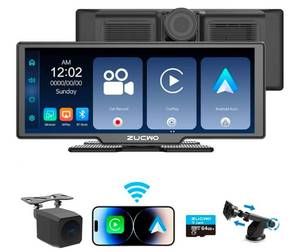 10.26 Inch Wireless CarPlay Screen for Car, Apple CarPlay & Android Auto Touch Screen with Rear Camera, BT Music, Navigation, Voice Control for Vehicles - Retail: $0