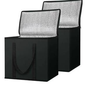 lot 1006 image: Grey not Black, BALEINE 2Pk Insulated Reusable Grocery Bags, Collapsible Cooler Bag for Groceries, Heavy Duty Large Insulated Bag (16x9x13, Grey) - Retail $0